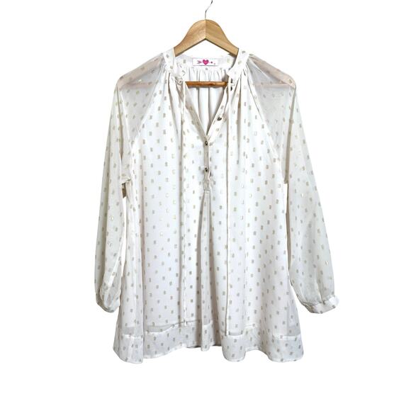 Buddy Love Women's Landry Metallic Gold V-Neck Tunic Blouse Size Small - Picture 1 of 8